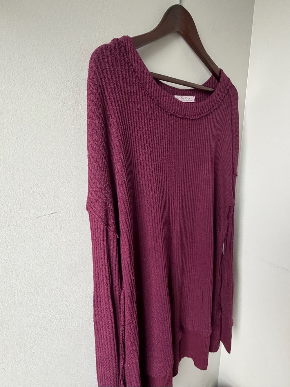 Free People | We the Free | Thermal Knit Top | Waffle Knit | Oversized | Large - Picture 5 of 8